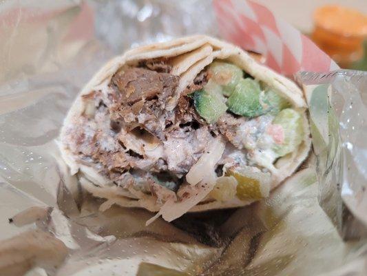 lamb/beef shawarma wrap inside