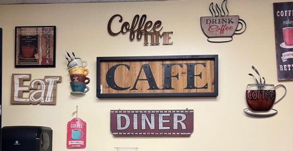 Just a view of the wall at the counter stools.