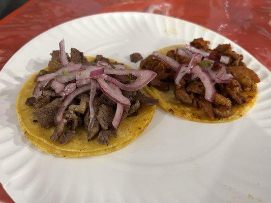 Beef and pork tacos