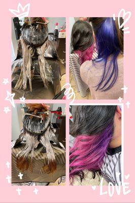 Both lovely sisters had blue and pink underlayer dye, they were so happy and satisfied!