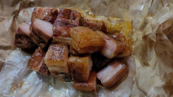 Smokey tender succulent pork belly