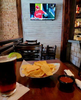 Beer, Baseball, chips & salsa