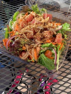 Ahi Poke Bowl over salad