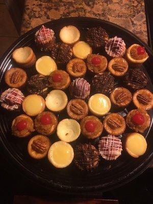 Mini Cheesecake assortment trays are available for your large scale event,business meeting or intimate endeavors.