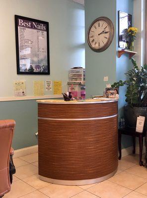 Reception desk at Best Nails