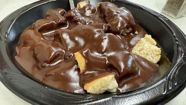 Double order of chocolate gravy and biscuits.