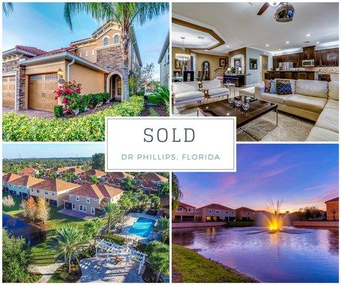 SOLD by Janet Scott in the heart of Dr. Phillips, Florida. Professional photography, twilight photos and soft staging.