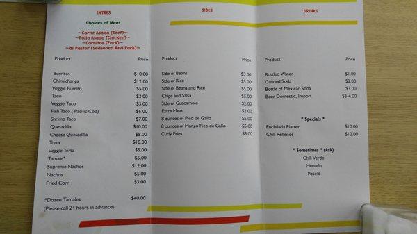 Up to date menu