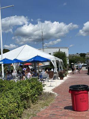 Chart room tent great atmosphere and down by the marina. Very good place to go in the summertime in Cape Cod.