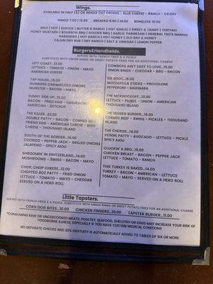 Menu back