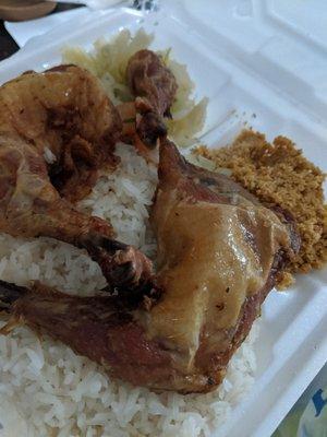 So delicious!  The chicken is filled with flavor and the garlic rice is the best!