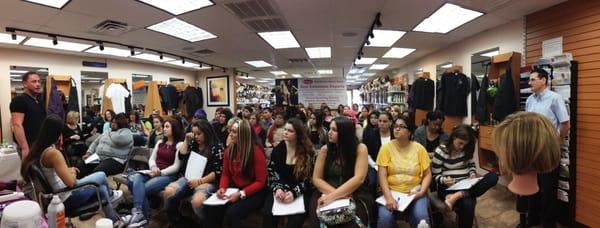 Cosmetology Students in a demonstration class