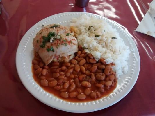 Rice, beans, soul fillet with seafood stuffing!!!