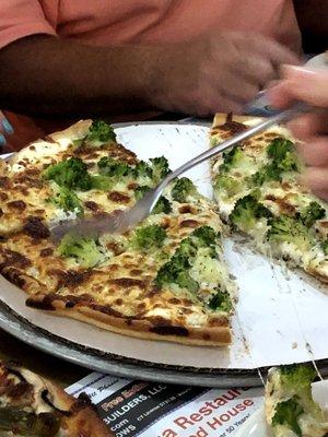 White pizza with broccoli and ricotta