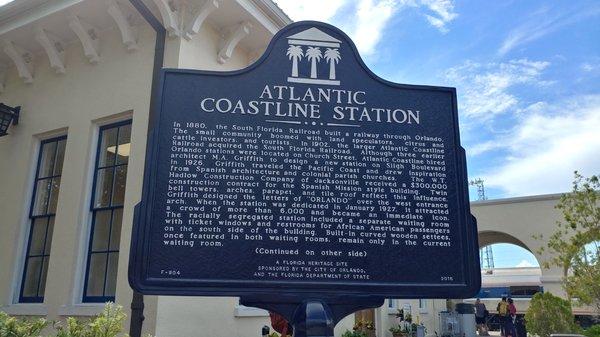 Atlantic Coastline Station Historical Marker in Orlando FL