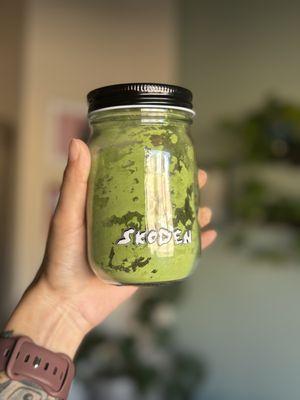 Powdered matcha in their jars