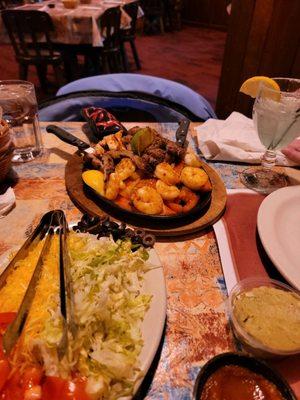 Double fajitas.   Steak chicken and shrimp