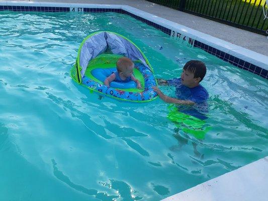 Kids having a great time in the newly added pool