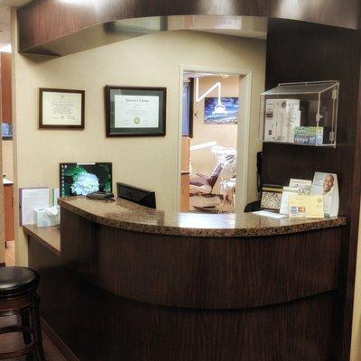 Reception desk area.