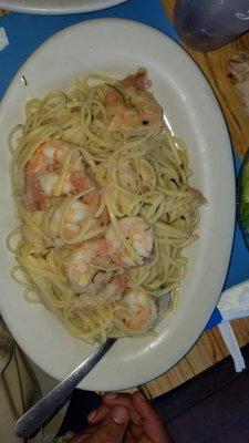 Shrimp Scampi with Linguini and Alfredo Sauce