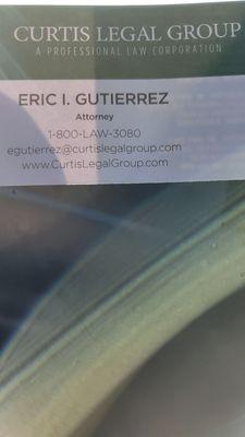 Here is the business card of one of Curtis Legal Group super attorneys.