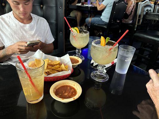 Cadillac margaritas and Long Island iced tea Great chips & salsa