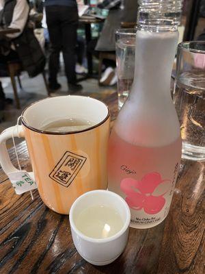 Green tea and ginjo sake