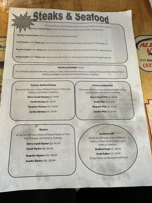 Menu shot for those that are interested