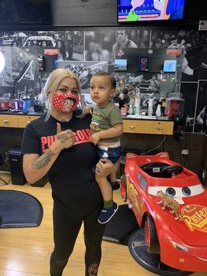 My son's 1st haircut. Great place for to get a fresh cut.