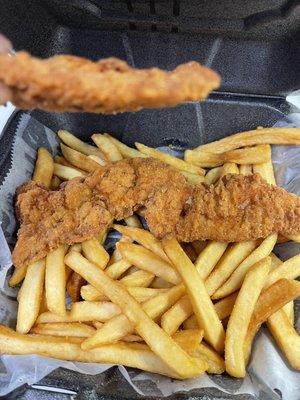 Poor excuse for chicken  fingers  & fries