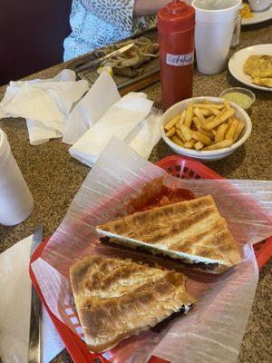 Breaded Steak Sandwich French Fries Tostones Palomilla Steak