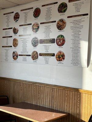 One of a few menus located inside