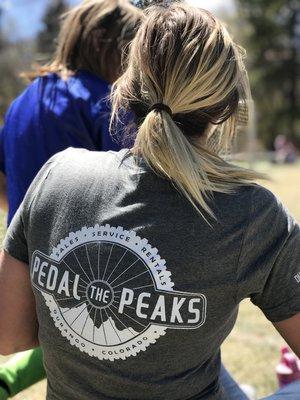 Young lady rocking the Pedal the Peaks t-shirt at the soccer game