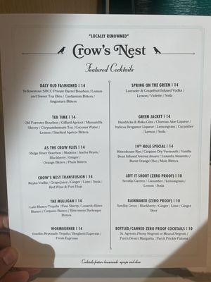 Featured cocktail menu