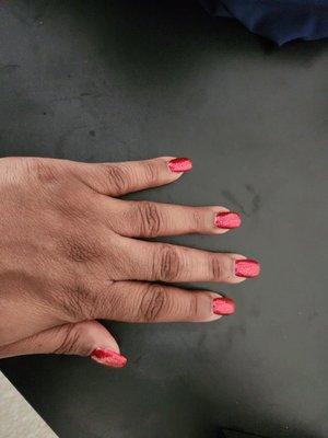 Fill-in with gel polish.