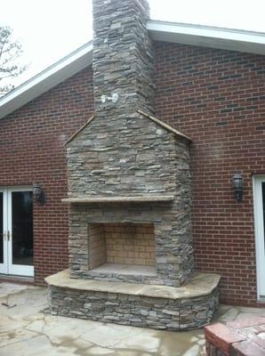 Stone fireplace