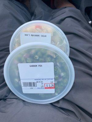 Garden pea salad & a macaroni salad for home