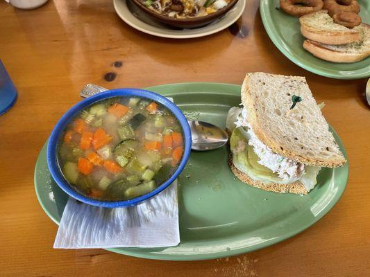 Albóndigas and half tuna sandwich