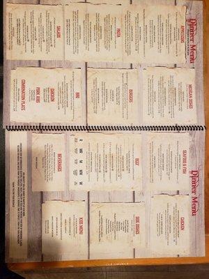 Dinner menu