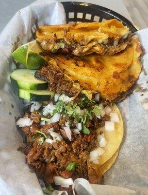 Quesabirria Tacos and Alpastor taco