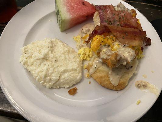 Mississippi River Biscuit Grits Fresh Fruit