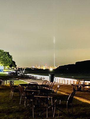 The 9/11 Tribute in Light approximately 20 miles north of downtown Manhattan