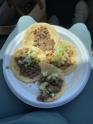 Steak tacos, chicken taco