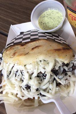 #3 Pabellon:  shredded beef, plantains, black beans, and white Paisa Cheese - delicious!