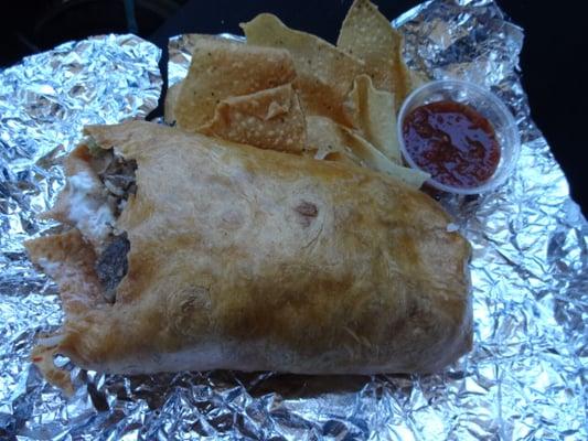 12 inch overstuffed Steak burrito.  At Bubba Rito's in Guntersville, Alabama.