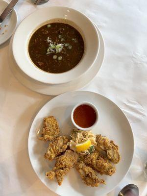 Gumbo and Cornmeal Fried Oysters