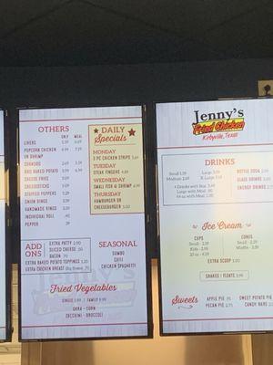 Menu items