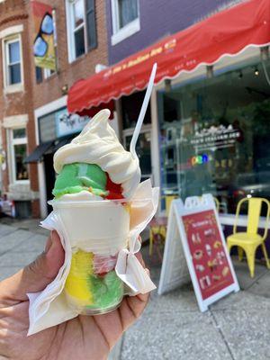 Super friendly staff. Extremely tasty gelati...So much better than Ritas.