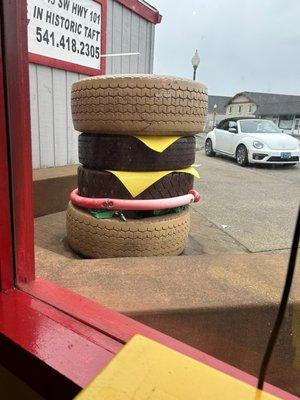 A tire burger!  Hey, it's unique!