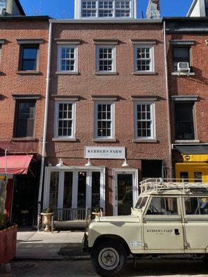 Our store and vintage Land Rover at 264 Bleecker Street, NYC